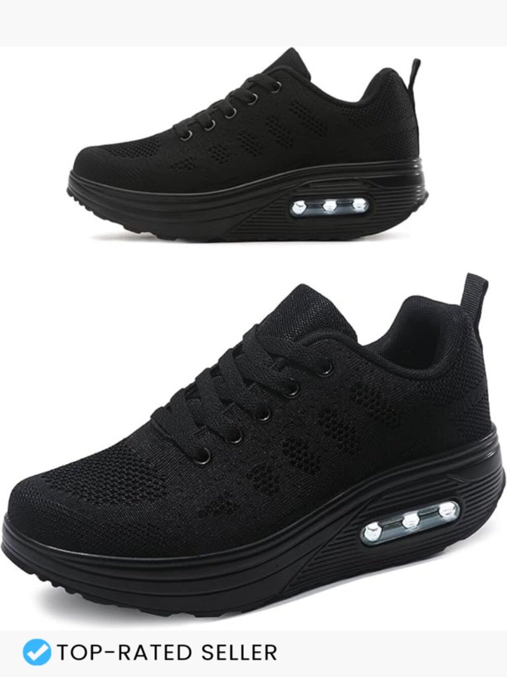 Platform Walking Sneakers Air Cushion Rocker Bottom Mesh Comfortable All Day
